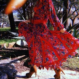 Floral Red Women's Dress